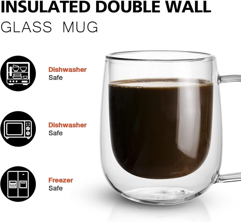 Baskety Glass Coffee Mugs - 250ml Double Walled Insulated Mug with Handle, Perfect for Latte, Americano, Cappuccinos, Tea Bag, Beverage with Bamboo lid (Pack of 1) - Image 5