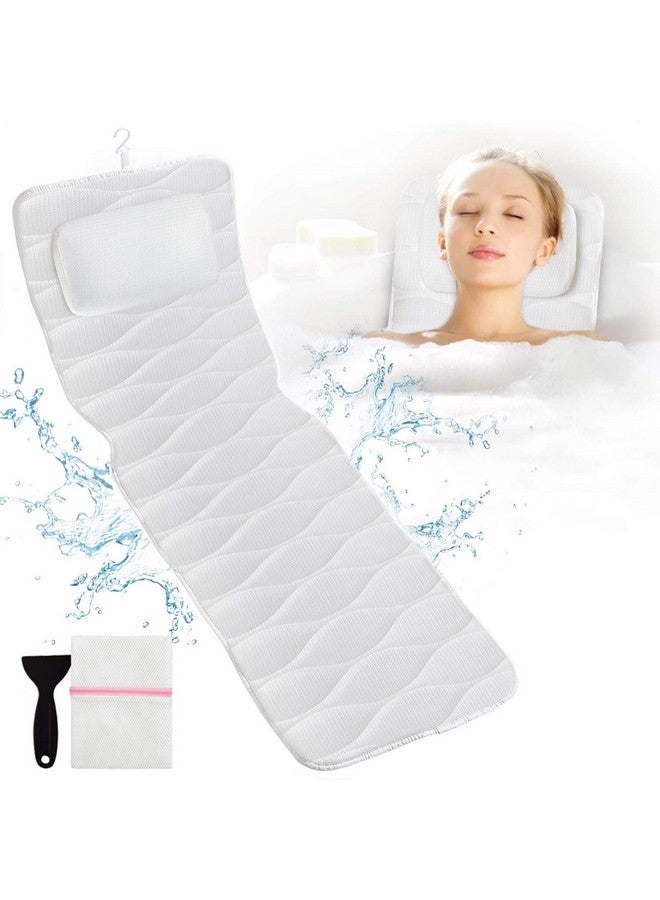 OMYSTYLE Full Body Bath Pillow, Bath Pillows For Tub With Mesh Washing Bag & 21 Non-Slip Suction Cups, Spa Bathtub Pillow For Head Neck Shoulder And Back Support - 5D Air Mesh & Quick Drying - Image 1