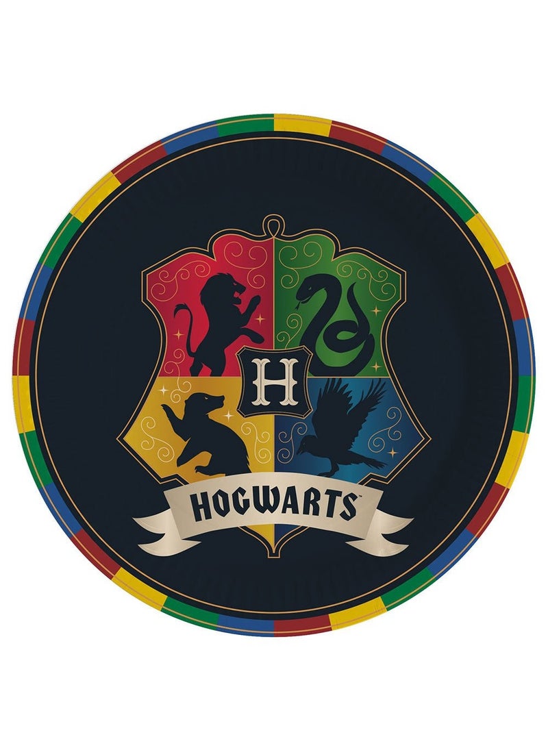 أطباق ورقية للاستخدام مرة واحدة من هاري بوتر هوجورتس، متعددة الألوان، مقاس 23 سم، عبوة من 8 قطع