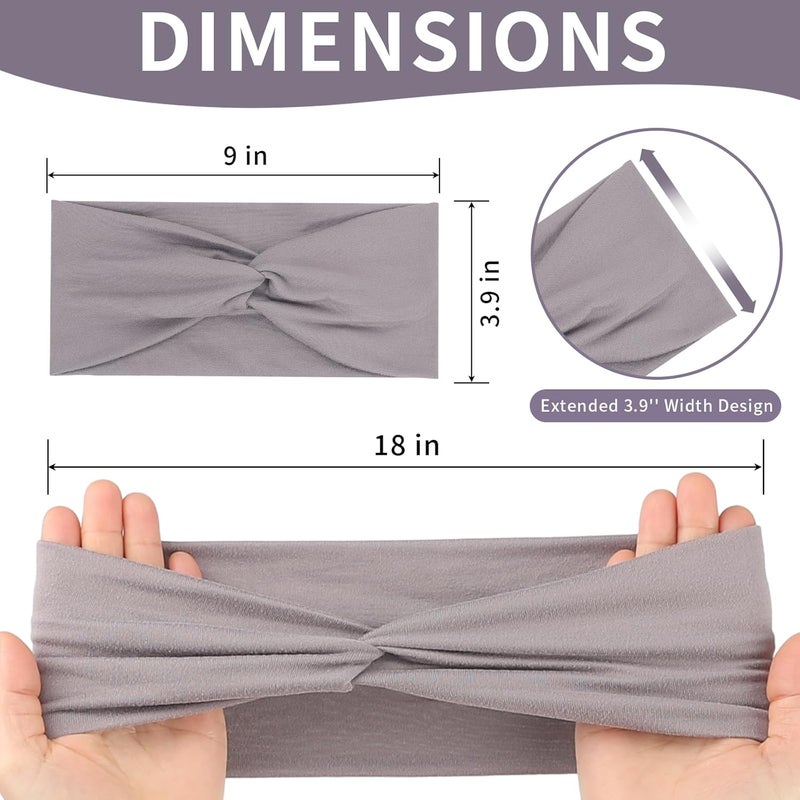Panleding 12 Pcs Stretchy Headbands for Women, Absorbed Sport Headband Soft Twist Knotted Hairbands for Daily Life Yoga Workout(Black/Grey/White/Red) - Image 2