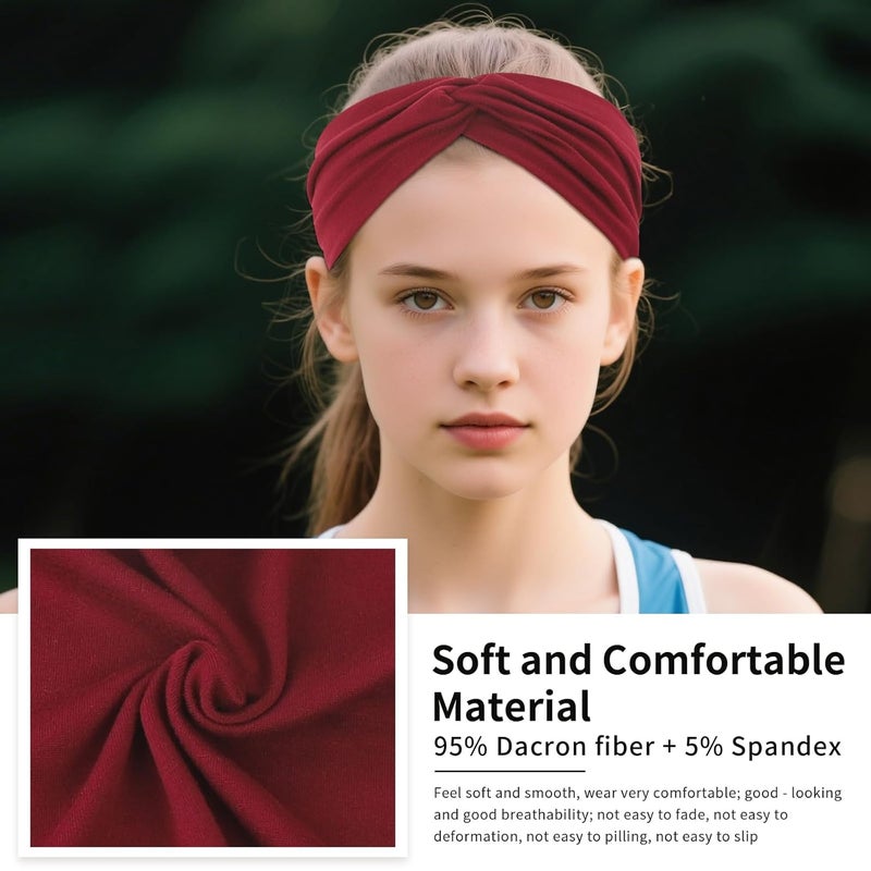 Panleding 12 Pcs Stretchy Headbands for Women, Absorbed Sport Headband Soft Twist Knotted Hairbands for Daily Life Yoga Workout(Black/Grey/White/Red) - Image 3