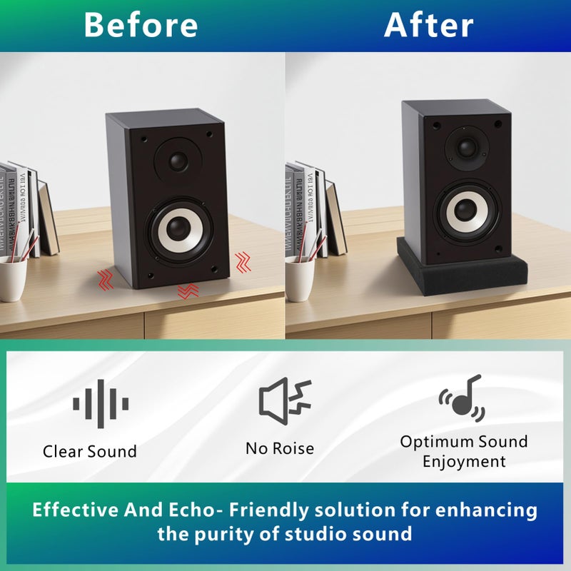 JBER 2 Pack Acoustic Isolation Pads, Studio Monitor Speaker Isolation Foam Pads, High Density Acoustic Foam Suitable for 3-8 Inch Speakers for Sound Improvement Prevent Vibrations (MEDIUM) - Image 4