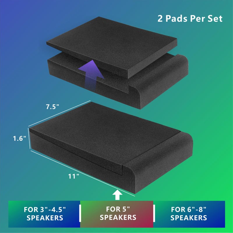 JBER 2 Pack Acoustic Isolation Pads, Studio Monitor Speaker Isolation Foam Pads, High Density Acoustic Foam Suitable for 3-8 Inch Speakers for Sound Improvement Prevent Vibrations (MEDIUM) - Image 3