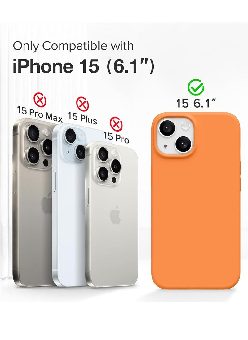 Raxoom ELTRAZONE 5 in 1 for iPhone 15 Case Magnetic, Compatible with Magsafe, with 2X[Screen Protectors + Camera Lens Proctetors], Slim Full Body Case, Skin-Like Silicone Phone Case 6.1",Orange - Image 2