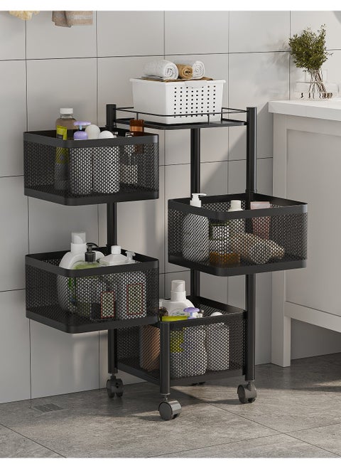 Bathroom Organizer Basket Of Four Floors Black Color 75.5*28*28 cm