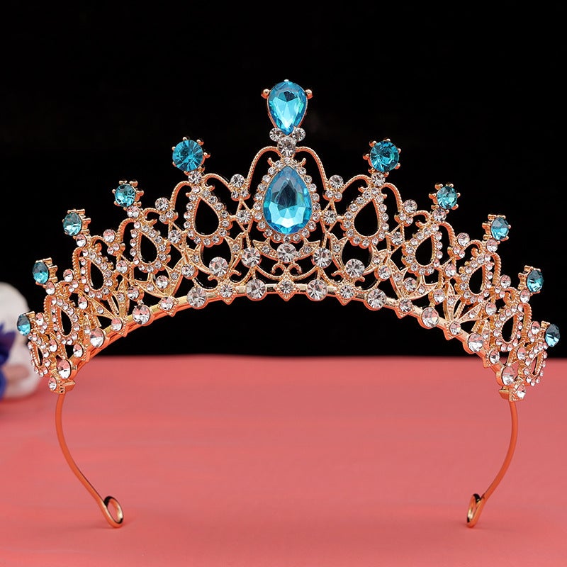 Mori Crown Headwear Birthday Super Fairy 18-year-old Adult Ceremony Princess Best Friend Gift Crown Photo Crown Premium KC Gold [Lake Blue]] 