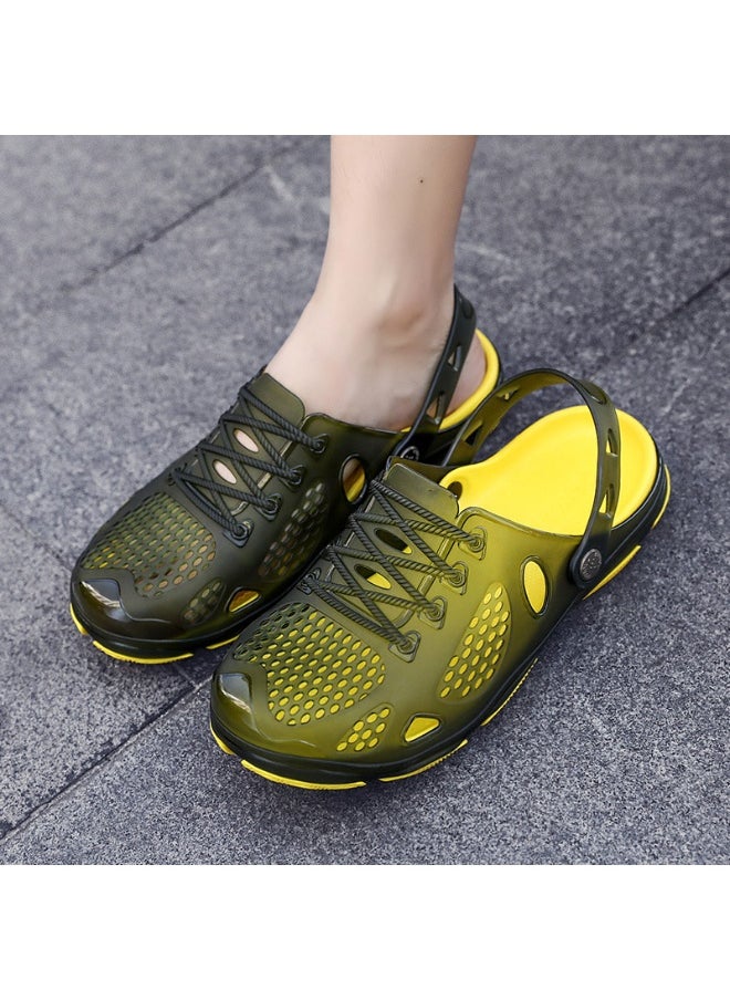 NIBEMINENT Summer Beach Men's Jelly Sandals Outer Wear Travel Vacation Sea Side Shoes Thick Bottom Non-Slip Hole Holes Sandals  - Image 2