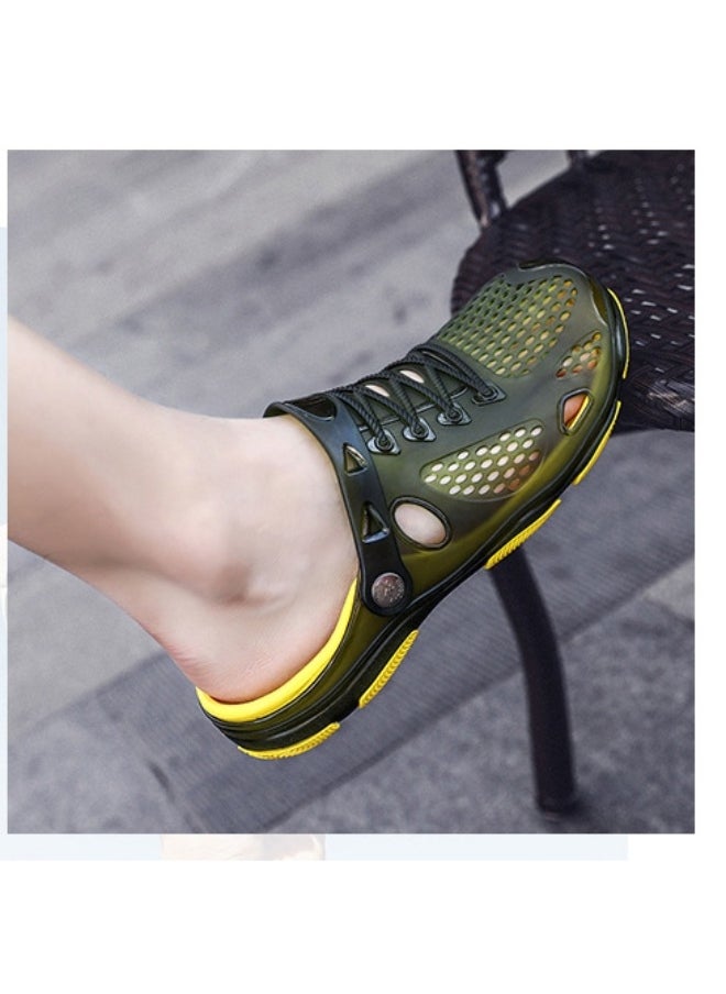 NIBEMINENT Summer Beach Men's Jelly Sandals Outer Wear Travel Vacation Sea Side Shoes Thick Bottom Non-Slip Hole Holes Sandals  - Image 4
