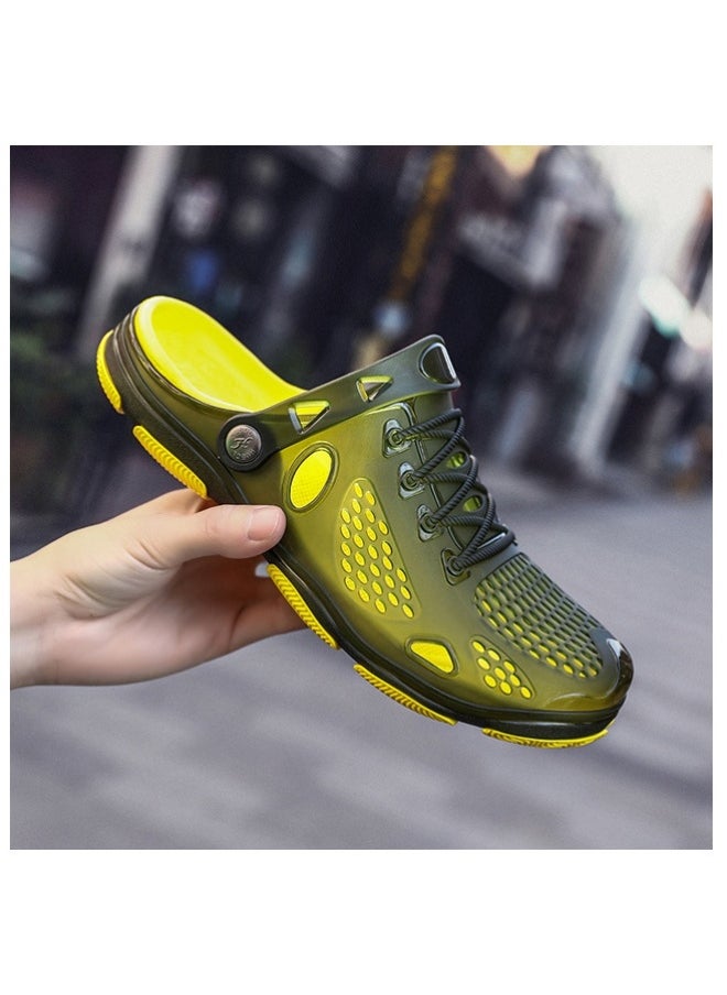 NIBEMINENT Summer Beach Men's Jelly Sandals Outer Wear Travel Vacation Sea Side Shoes Thick Bottom Non-Slip Hole Holes Sandals  - Image 3