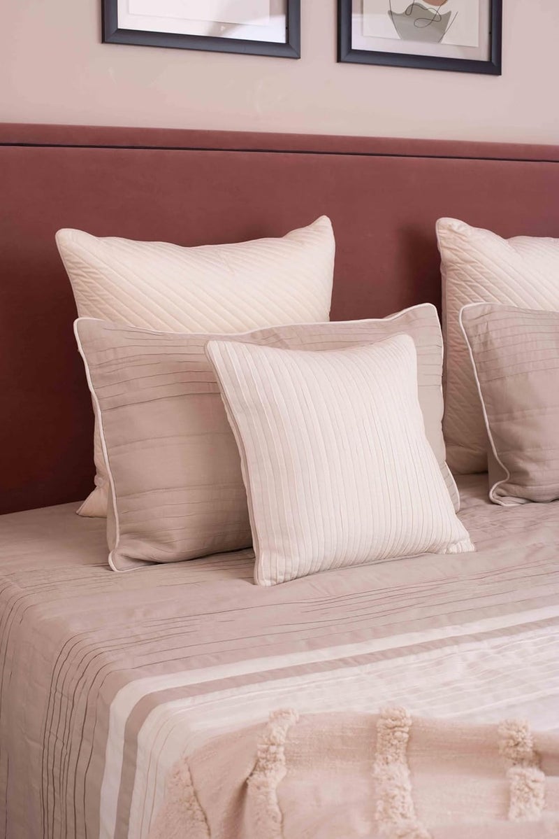 CASA AMI CASA AMI Austin Bedcover Set 1 bedcover 2 Pillow Covers and 2 Cushion Covers Suitable for King and Queen Beds Pattern Quilted Fabric Linen Suitable for King and Queen Beds Linen  - Image 3