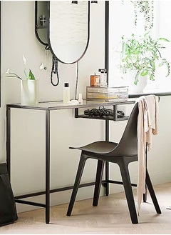 fashionhome Modern Design Transparent Desk Dressing Table Study Table Desktop Table Large Storage Work station for Bedroom  100x50x73cm  - Image 1