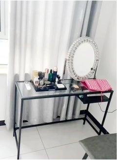 fashionhome Modern Design Transparent Desk Dressing Table Study Table Desktop Table Large Storage Work station for Bedroom  100x50x73cm  - Image 2