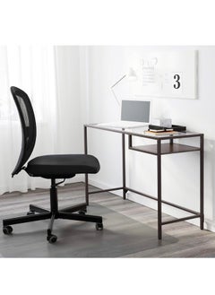 fashionhome Modern Design Transparent Desk Dressing Table Study Table Desktop Table Large Storage Work station for Bedroom  100x50x73cm  - Image 5