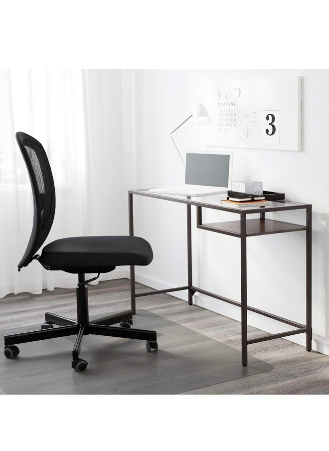 fashionhome - Modern Design Transparent Desk Dressing Table Study Table Desktop Table Large Storage Work station for Bedroom  100x50x73cm - Image 1