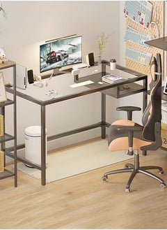 fashionhome Modern Design Transparent Desk Dressing Table Study Table Desktop Table Large Storage Work station for Bedroom  100x50x73cm  - Image 3