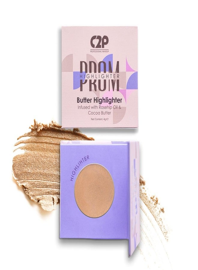 C2P PROFESSIONAL MAKEUP C2P Pro Prom Butter Cream Highlighter - Gold, 4g | Radiant Glow for Face & Eyes Makeup | Highly Pigmented, Smooth & Blendable | Travel-Friendly | Infused with Rosehip Oil & Cocoa Butter - Image 1