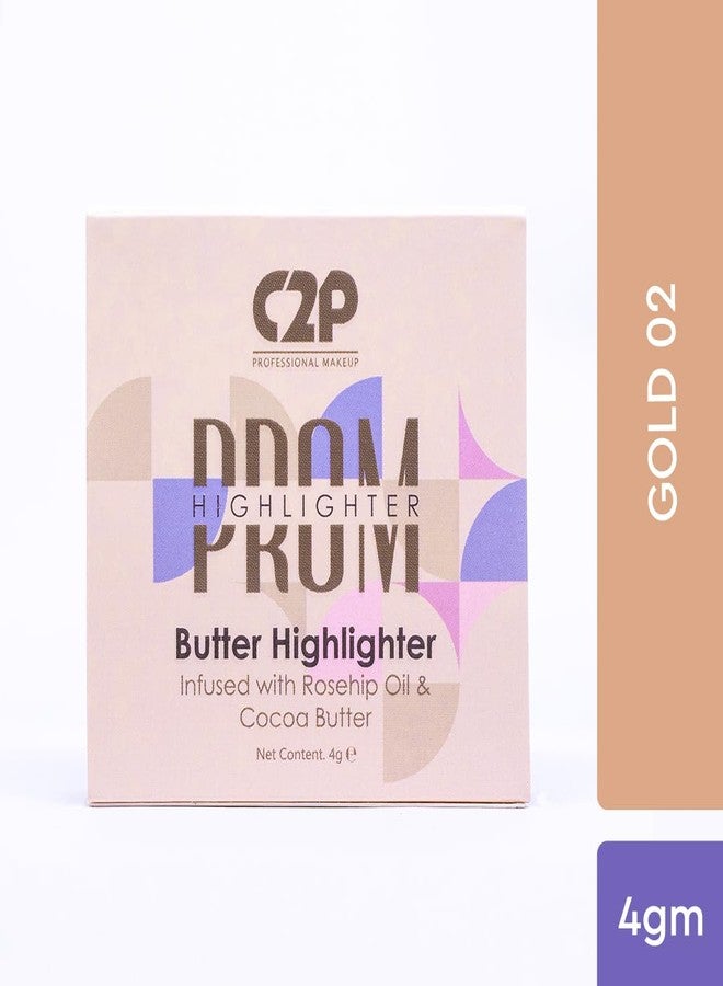 C2P PROFESSIONAL MAKEUP C2P Pro Prom Butter Cream Highlighter - Gold, 4g | Radiant Glow for Face & Eyes Makeup | Highly Pigmented, Smooth & Blendable | Travel-Friendly | Infused with Rosehip Oil & Cocoa Butter - Image 3