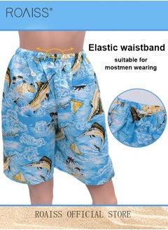 roaiss Plus Size Men Cotton Linen Shorts Youth Printed Beach Boxer Brief Comfortable and Loose-Fitting Swim Trunks for Summer Casual Sports and Relaxation  - Image 4