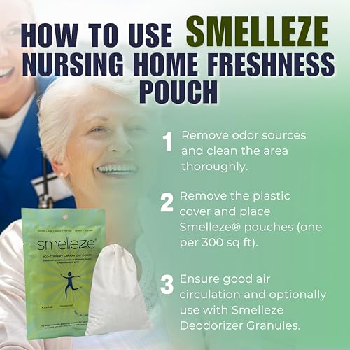 SMELLEZE Reusable Elderly Odor Eliminator & Nursing Home Room Deodorizer Pouch - Works for All Old Age, Sick, Nursing Home, Hospices, Urine, and Feces Smell, 150 Sq. Ft. Coverage - Image 5
