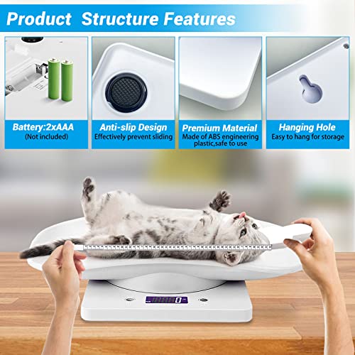 Goldmeet Puppy Scales for Weighing, Cat Weight Scale, 33lb/15kg Vegetables Fruits Kitchen Electronic Weight Scale with Tape Measure, for Kitten/Puppy/Hamster/Little Bird/Rabbit - Image 4