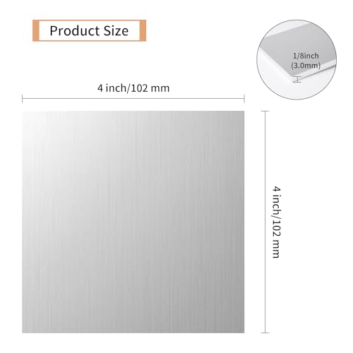 Tynulox 10PCS 6061 Aluminum Sheet Metal 1/8" x 4" x 4", Aluminum Plates Covered with Protective Film, Heat Treatable Aluminum Flat Bar for DIY Craft, Industry - Image 2