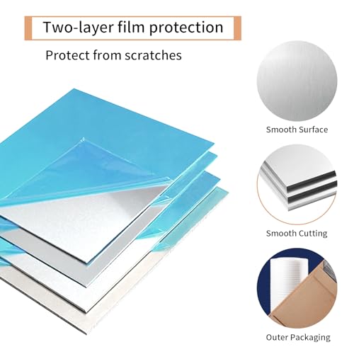 Tynulox 10PCS 6061 Aluminum Sheet Metal 1/8" x 4" x 4", Aluminum Plates Covered with Protective Film, Heat Treatable Aluminum Flat Bar for DIY Craft, Industry - Image 4