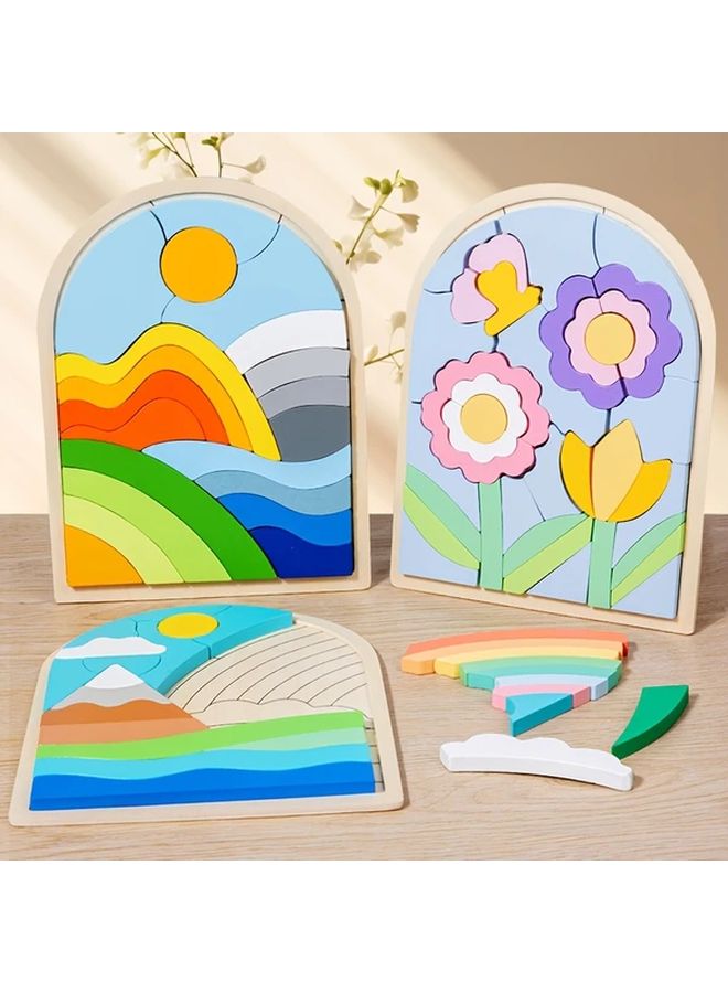 أحجية السحب الملونة ثلاثية الأبعاد من الخشب - مكعبات تعليمية بناء - هدية عيد الميلاد للأطفال - Image 4