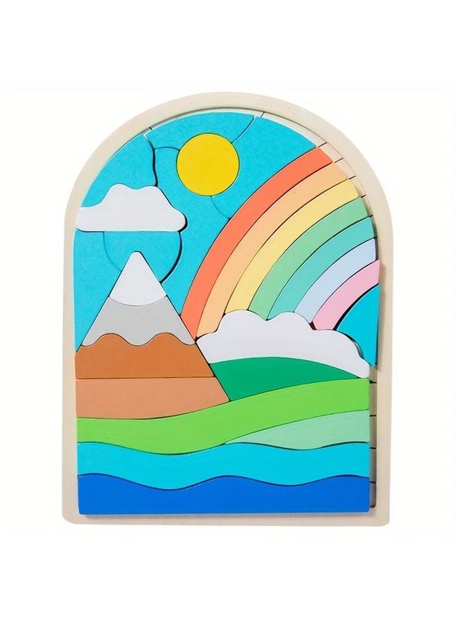 أحجية السحب الملونة ثلاثية الأبعاد من الخشب - مكعبات تعليمية بناء - هدية عيد الميلاد للأطفال - Image 1