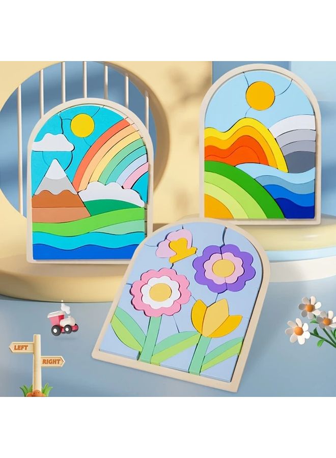 أحجية السحب الملونة ثلاثية الأبعاد من الخشب - مكعبات تعليمية بناء - هدية عيد الميلاد للأطفال - Image 2