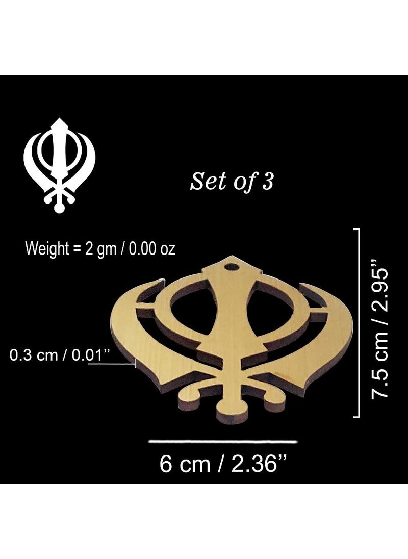 Divya Mantra Divya Mantra Sikh Khanda for Car Home Wall Decor Temple Pooja Items Sacred Religious Decorative Showpiece Interior Hanging Accessories Puja Symbol Good Luck Charm Double Sided Golden Set of 3  - Image 2