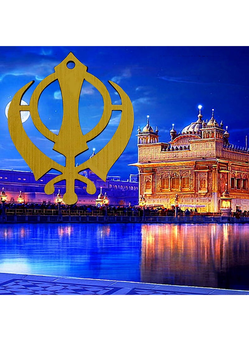 Divya Mantra Divya Mantra Sikh Khanda for Car Home Wall Decor Temple Pooja Items Sacred Religious Decorative Showpiece Interior Hanging Accessories Puja Symbol Good Luck Charm Double Sided Golden Set of 3  - Image 3