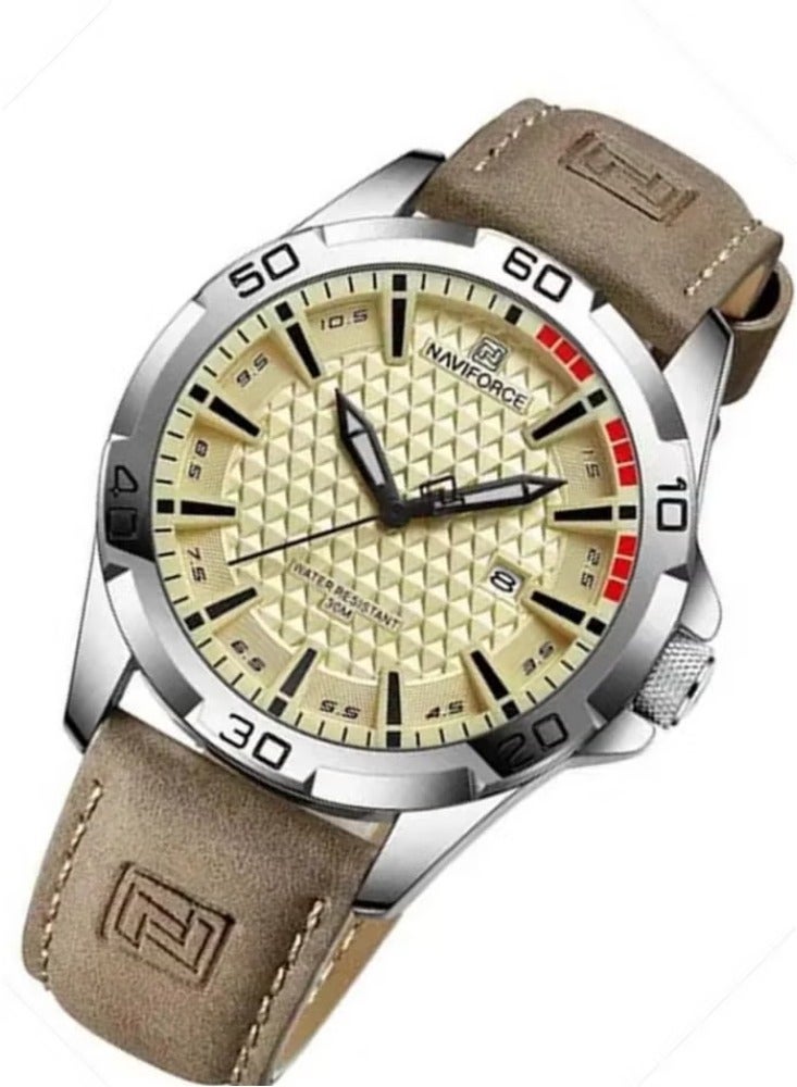 NAVIFORCE NF8023 Luxury Brand Analog Quartz & Date Leather Straps Waterproof Wrist Watch For Men - Image 1