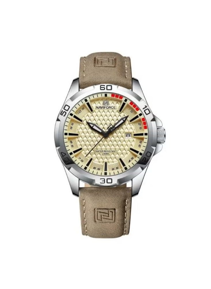 NAVIFORCE NF8023 Luxury Brand Analog Quartz & Date Leather Straps Waterproof Wrist Watch For Men - Image 2