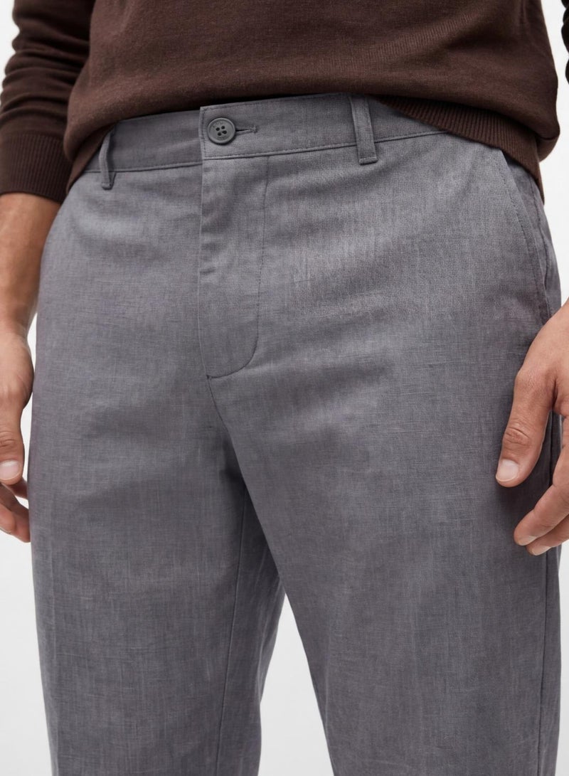 Dennis Lingo Grey Cotton Solid Full Chinos Straight Trouser For Men - Image 2