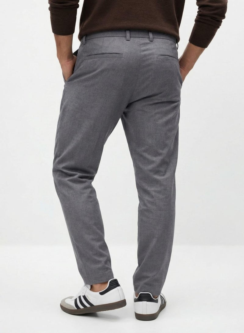 Dennis Lingo Grey Cotton Solid Full Chinos Straight Trouser For Men - Image 3