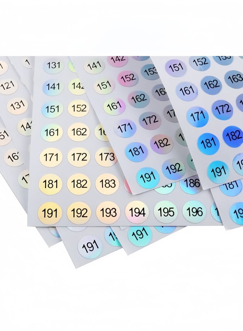 14 Sheets 1 to 200 Reflective Laser Small Round Consecutive Numbers Stickers Self Adhesive Inventory Storage Organizing Label Stickers for Office, Home, Kitchen, Classroom - Image 4