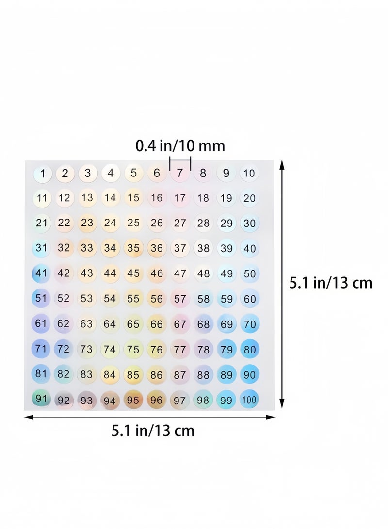 14 Sheets 1 to 200 Reflective Laser Small Round Consecutive Numbers Stickers Self Adhesive Inventory Storage Organizing Label Stickers for Office, Home, Kitchen, Classroom - Image 2