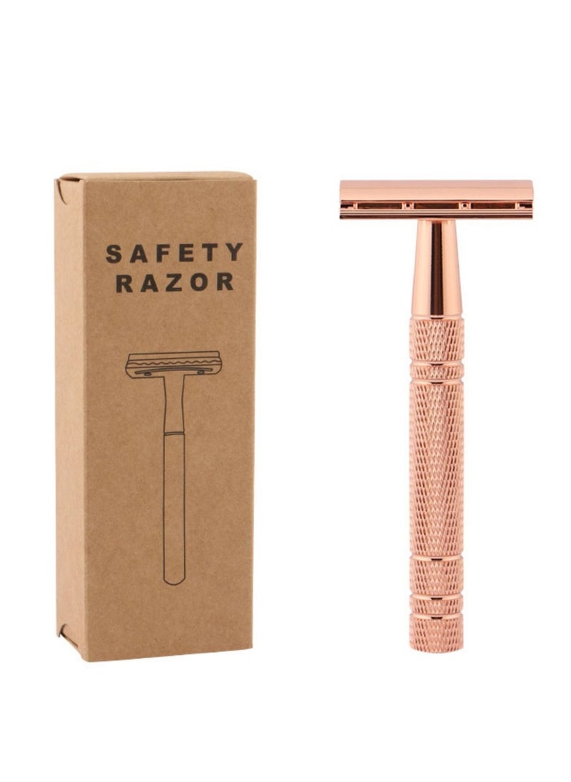 Elaimei Double Edge Safety Razor Set Rose Gold with 5 Piece Blade  - Image 1