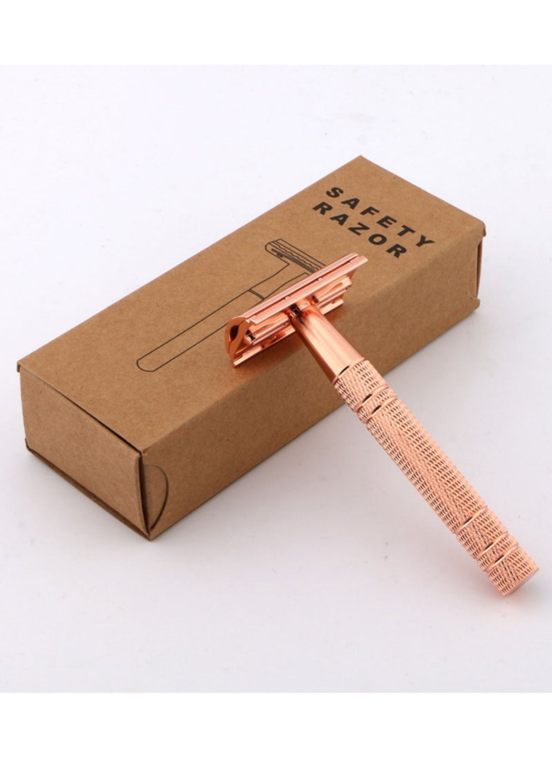 Elaimei - Double Edge Safety Razor Set Rose Gold with 5 Piece Blade - Image 1