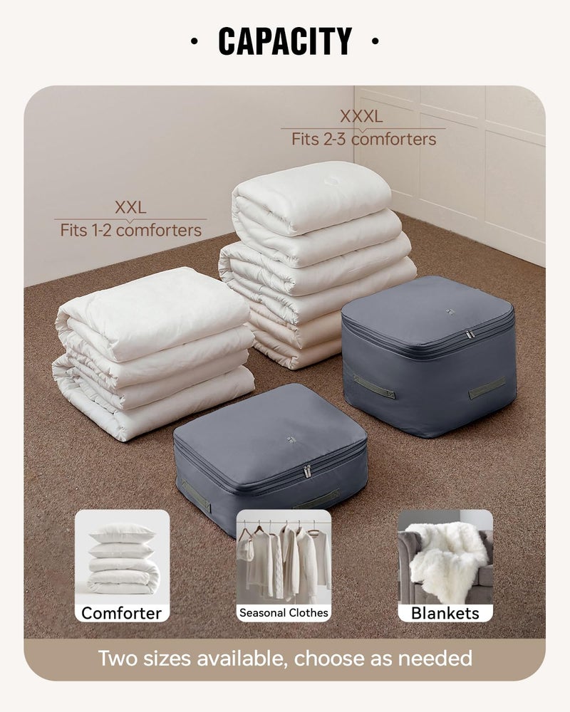 Eachy 3-Pack Comforter Storage Bag Blanket Storage Bags, 136L Compression Storage Bags for Blanket Comforter, Ultra Space Saving Self Compression Organizer - Image 5