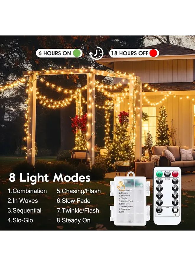 White 200 LED Battery Fairy String Lights Remote Timer 8 Modes - Image 2