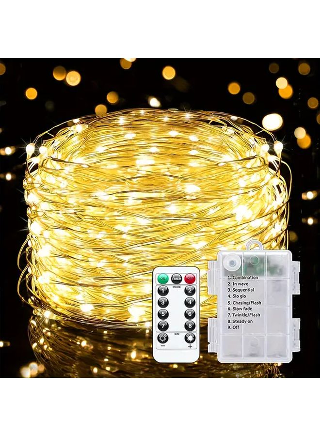 White 200 LED Battery Fairy String Lights Remote Timer 8 Modes - Image 1