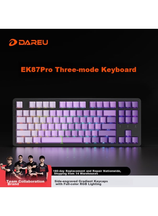 Daryo Dareu Ek87pro Mechanical Keyboard, Wired/wireless/bluetooth Triple-mode Gaming Keyboard, Full Hot-swappable Gasket Structure, Purple Spirit, Yunxiao Switch - Image 1