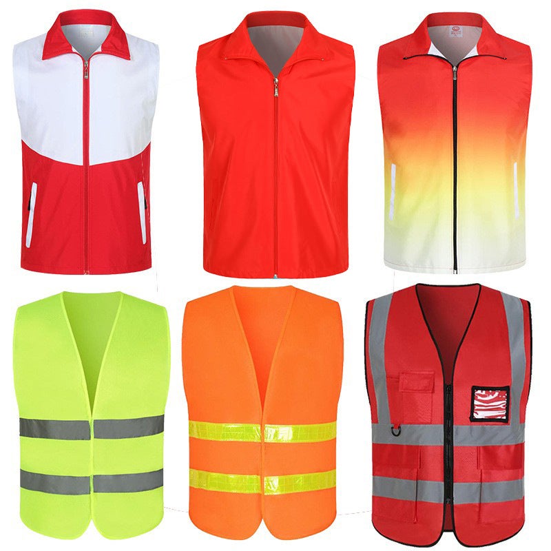Volunteer Vest Supermarket Event Advertising Red Vest Printed Logo Charity Party Member Volunteer Work Clothing Vest - Image 4