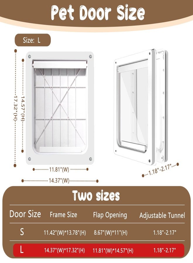 Bsemax Never Rust Plastic Dog Door with Soft Clear Magnetic Flap and Snap-in Closing Panel, 15x18'' 2-Way Locking Pet Door for Doors and Walls up to 2.17'' Thick, Weatherproof Cat Door, Easy to Install (L) - Image 3