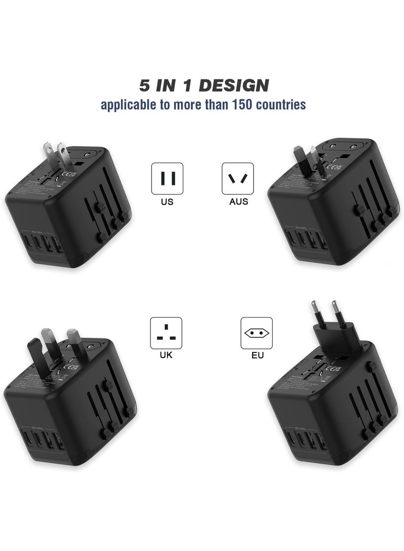 Universal International Travel Plug Adapter, 5-in-1 Worldwide Power Adapter with 3.5A 2 USB-C & 2 USB-A Ports, AC Outlet for Europe UK USA AUS Asia – All-in-One Wall Charger for Travel, Cruise, Business - Image 4