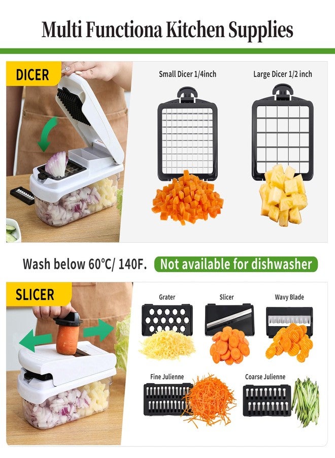 iETH 18-in-1 Vegetable Chopper Mandoline Slicer for Kitchen, Food Chopper with Container, Veggie Cutter, Onion Mincer Tomato Dicer, Fruit Slicer Spiralizer, Cheese Grater, Kitchen Gadgets House Essentials - Image 5