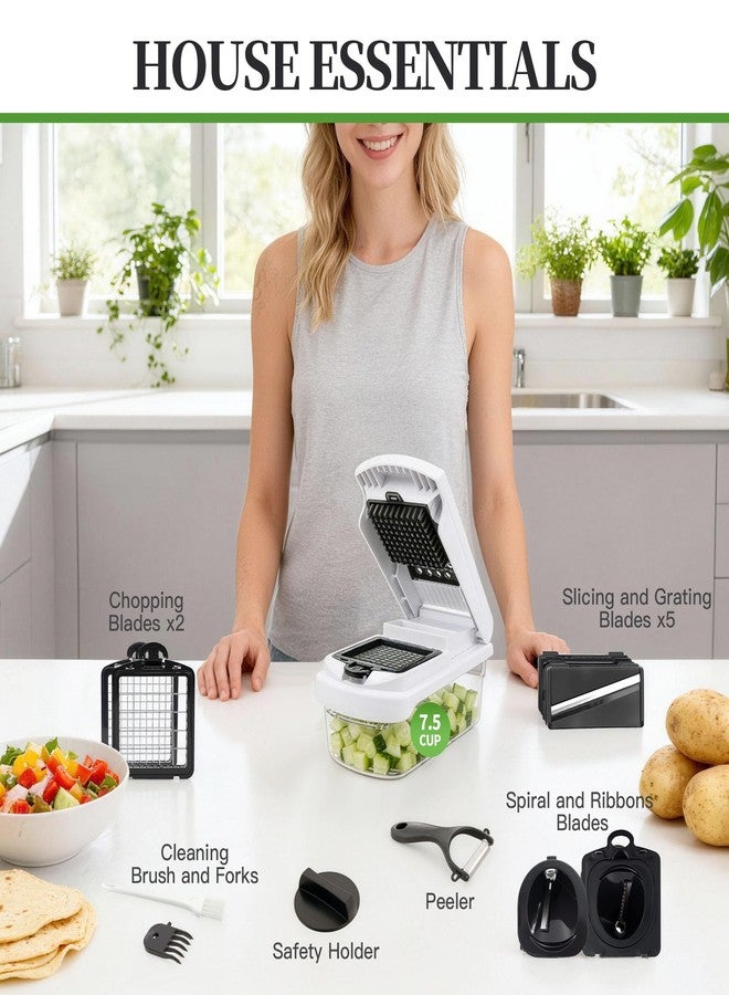 iETH 18-in-1 Vegetable Chopper Mandoline Slicer for Kitchen, Food Chopper with Container, Veggie Cutter, Onion Mincer Tomato Dicer, Fruit Slicer Spiralizer, Cheese Grater, Kitchen Gadgets House Essentials - Image 3