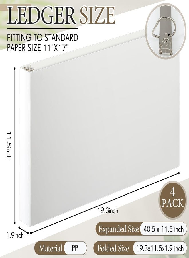 مجلدات Humyoun مكونة من 4 قطع، مقاس 11 × 17 بوصة، بثلاث حلقات، قطر كل حلقة 1.5 بوصة، مصنوعة من بلاستيك متين ومرن، اقتصادية، تتسع لأوراق مقاس 11 × 17 بوصة، مناسبة للأعمال الفنية والمخططات، وللاستخدام في المكاتب والمنازل وأماكن العمل (أبيض). - Image 2