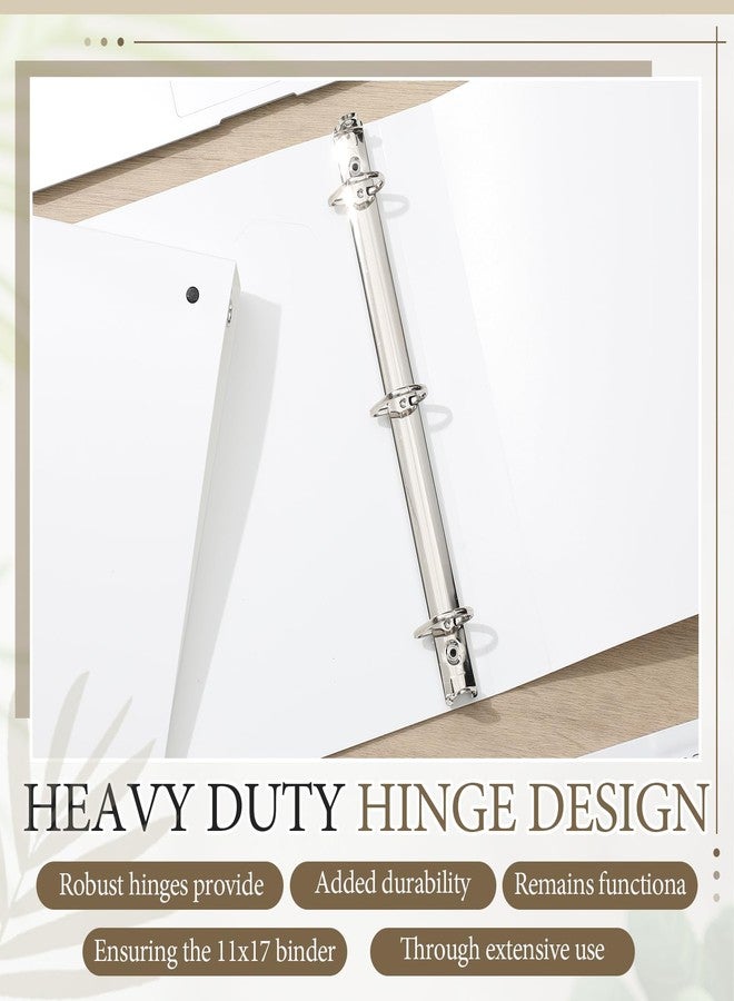 مجلدات Humyoun مكونة من 4 قطع، مقاس 11 × 17 بوصة، بثلاث حلقات، قطر كل حلقة 1.5 بوصة، مصنوعة من بلاستيك متين ومرن، اقتصادية، تتسع لأوراق مقاس 11 × 17 بوصة، مناسبة للأعمال الفنية والمخططات، وللاستخدام في المكاتب والمنازل وأماكن العمل (أبيض). - Image 4